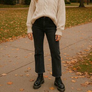 ASKK NY High Rise Boot Jeans • Stone Black • Size 25 • Structured ’90s Bootcut